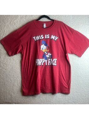 NWOT M&O 4800 Gold Mens Red Disney Donald Duck This Is My Happy Face Tee Size XL